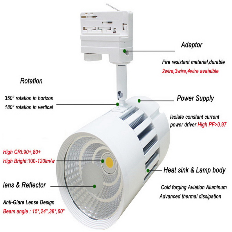 2 3 4 fils adaptateur 20 w w 40w 50w tâches magnétiques cob conduit de suivre la lumière