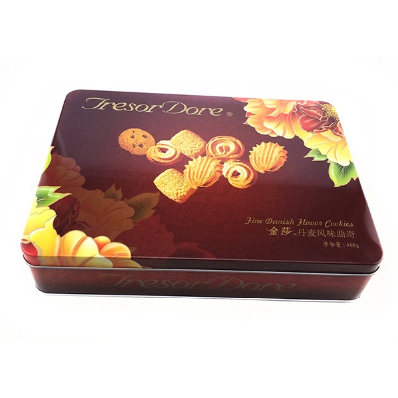 Boite en métal rectangulaire personnalisée pour biscuits, biscuits et bonbons