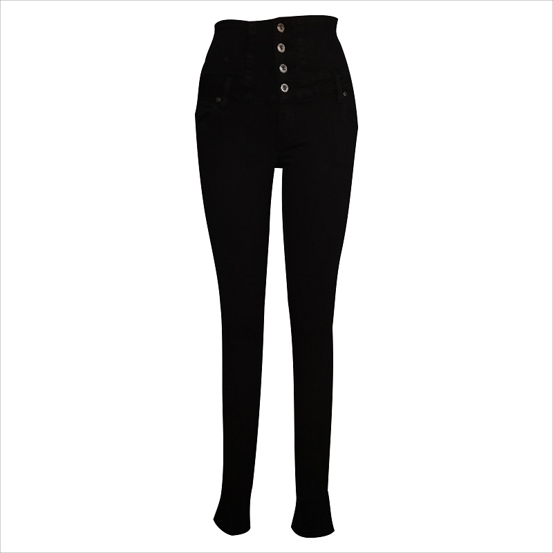 Jean skinny taille haute à quatre boutons WS1003