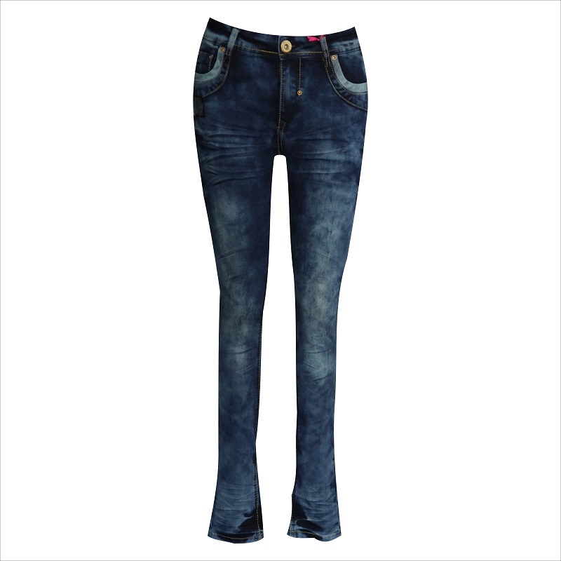 Jean bootcut taille haute à lavage acide WS1004