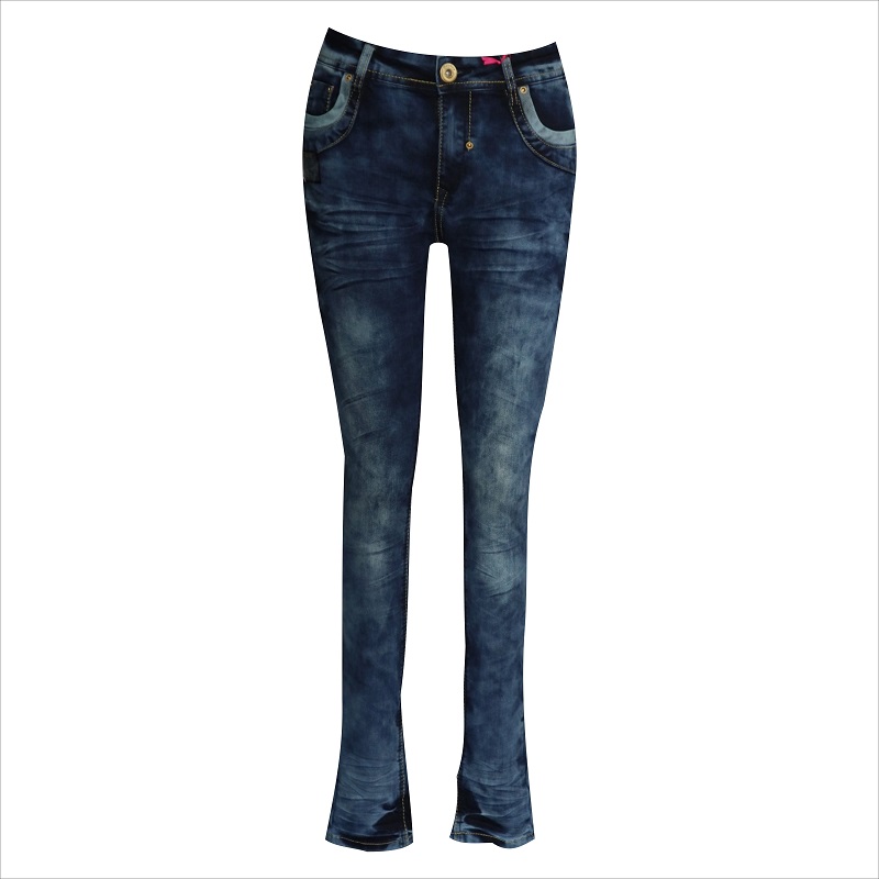 Jean bootcut taille haute à lavage acide WS1004