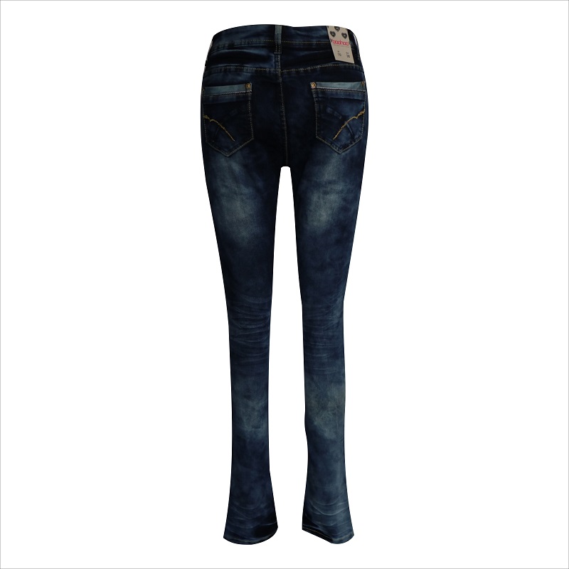 Jean bootcut taille haute à lavage acide WS1004