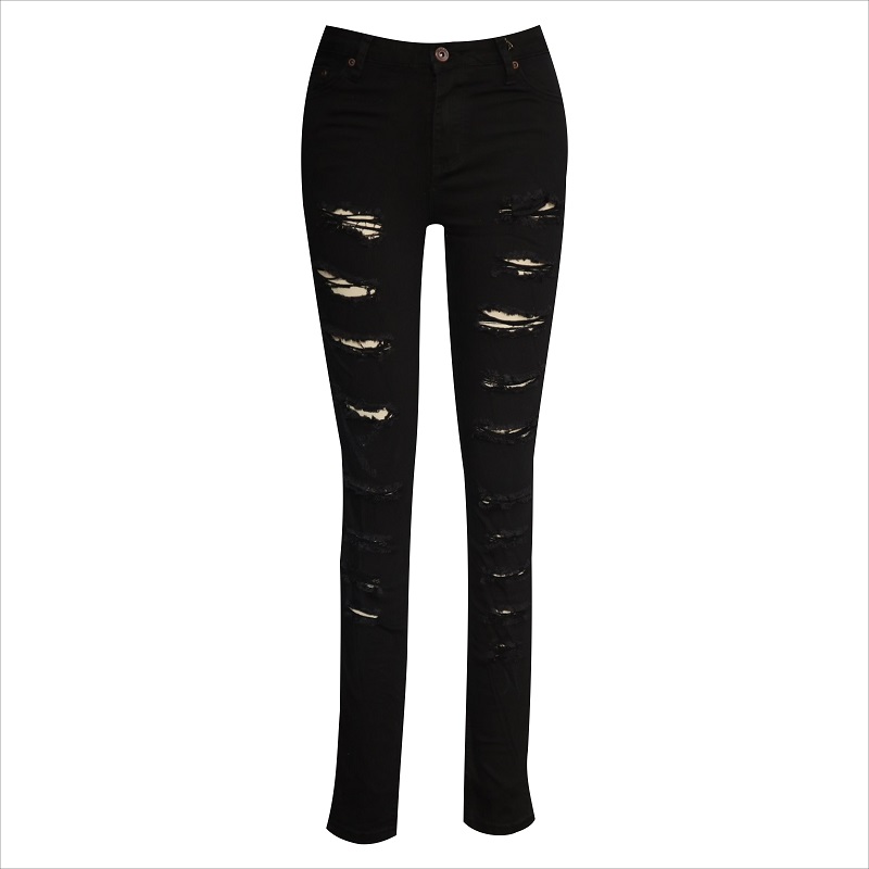 Jean skinny noir tout déchiré WS1015