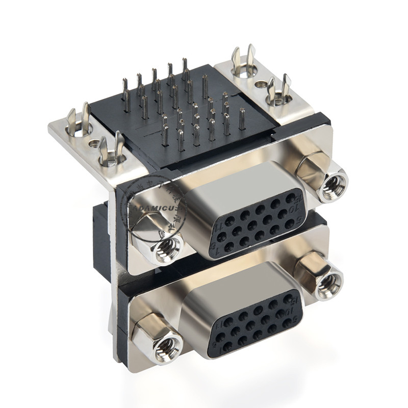 Support de carte PCB à angle droit femelle à femelle 15 broches d sub double connecteur