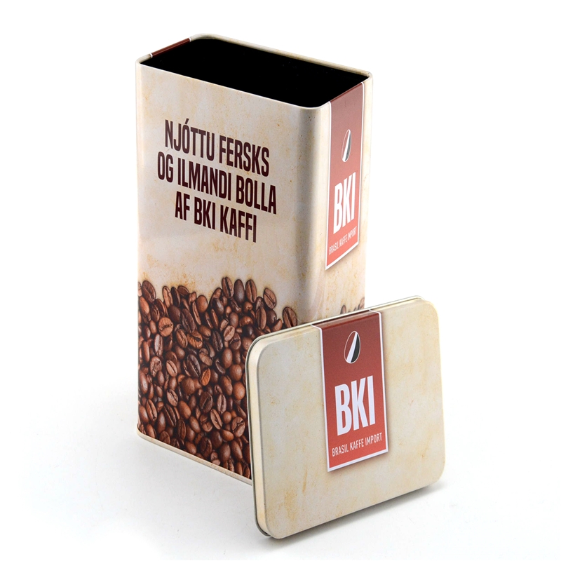 Boîte de bidon de grain de café rectangulaire de catégorie comestible imprimée par coutume