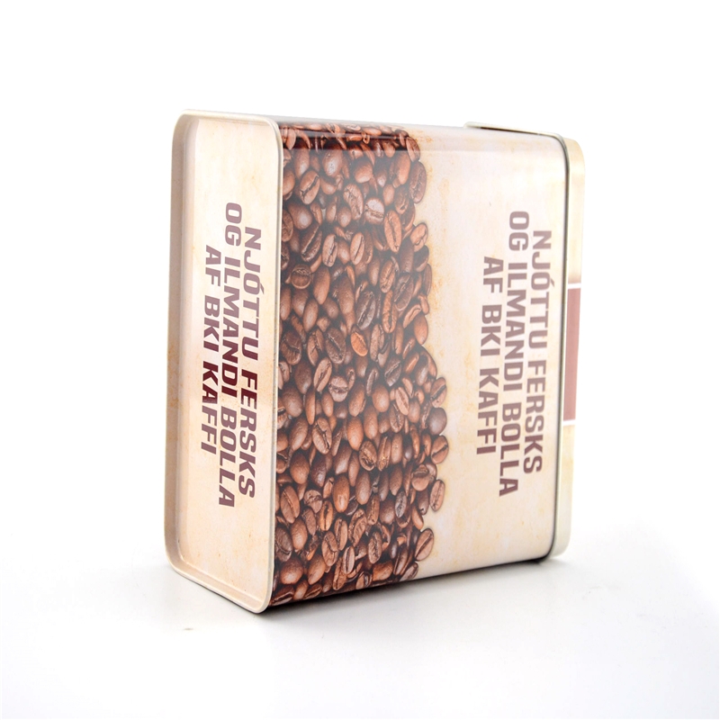 Boîte de bidon de grain de café rectangulaire de catégorie comestible imprimée par coutume