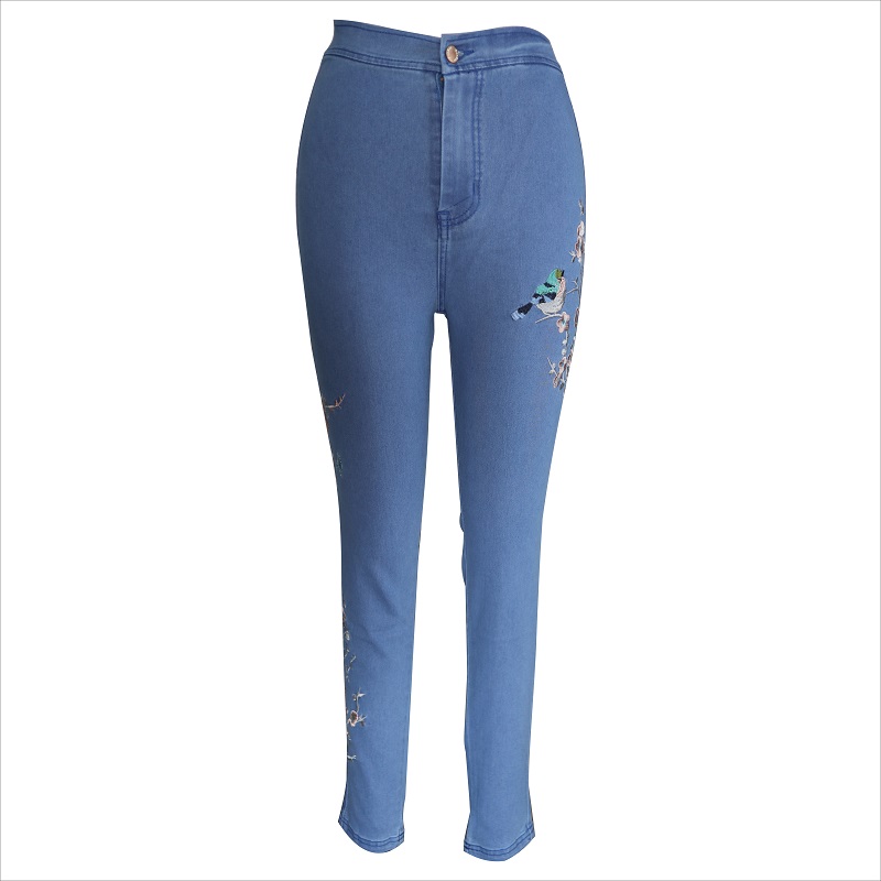 Jeans skinny bleu de broderie de mode WS10123