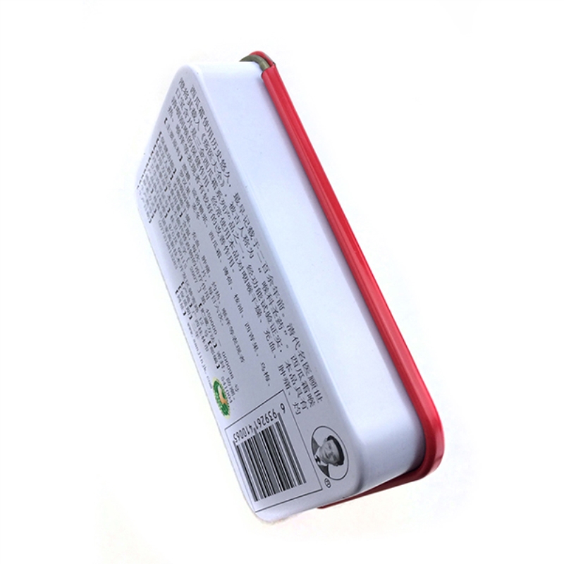 Boîte rectangulaire en fer blanc à deux pièces avec couvercle coulissant