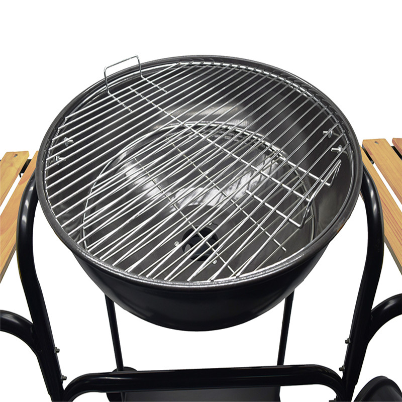 Barbecue à charbon de bois plaqué Zin avec table d'appoint