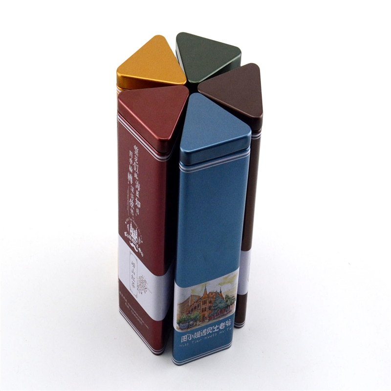 Boîte à thé personnalisée en forme de triangle avec couvercle