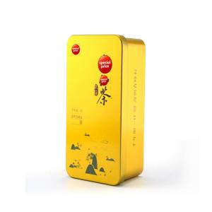 Boîte à thé rectangulaire en métal finition or