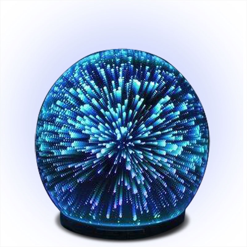 Diffuseur d'arômes électronique ultrasonique de feux d'artifice en verre arc en ciel 3D en forme de boule