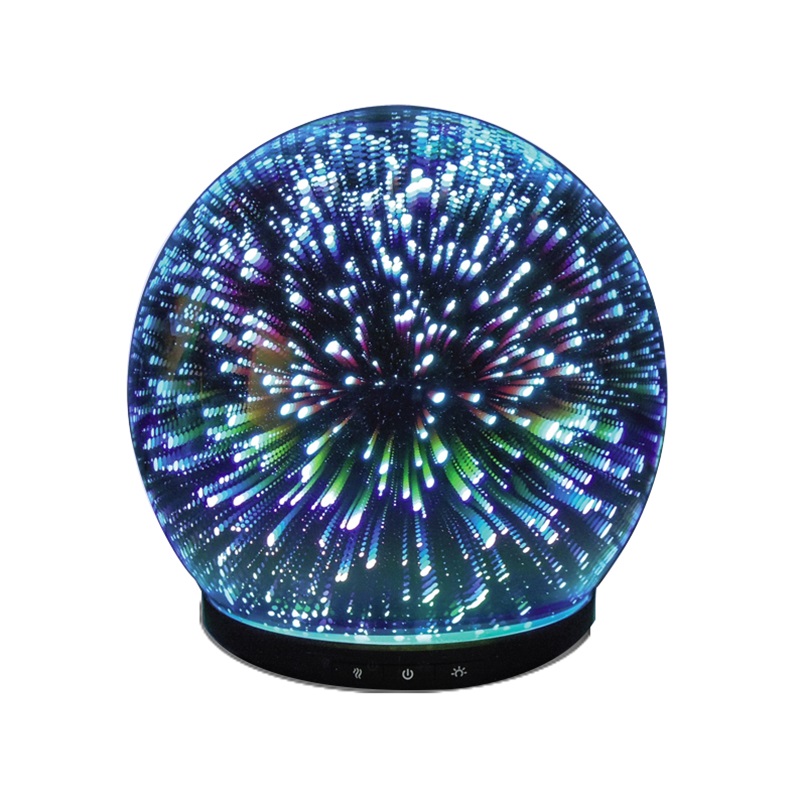 Meilleur produit aux Etats-Unis ultrasonique feu d'artifice électrique en verre humidificateur aroma diffuseur d'huile essentielle avec la lumière colorée