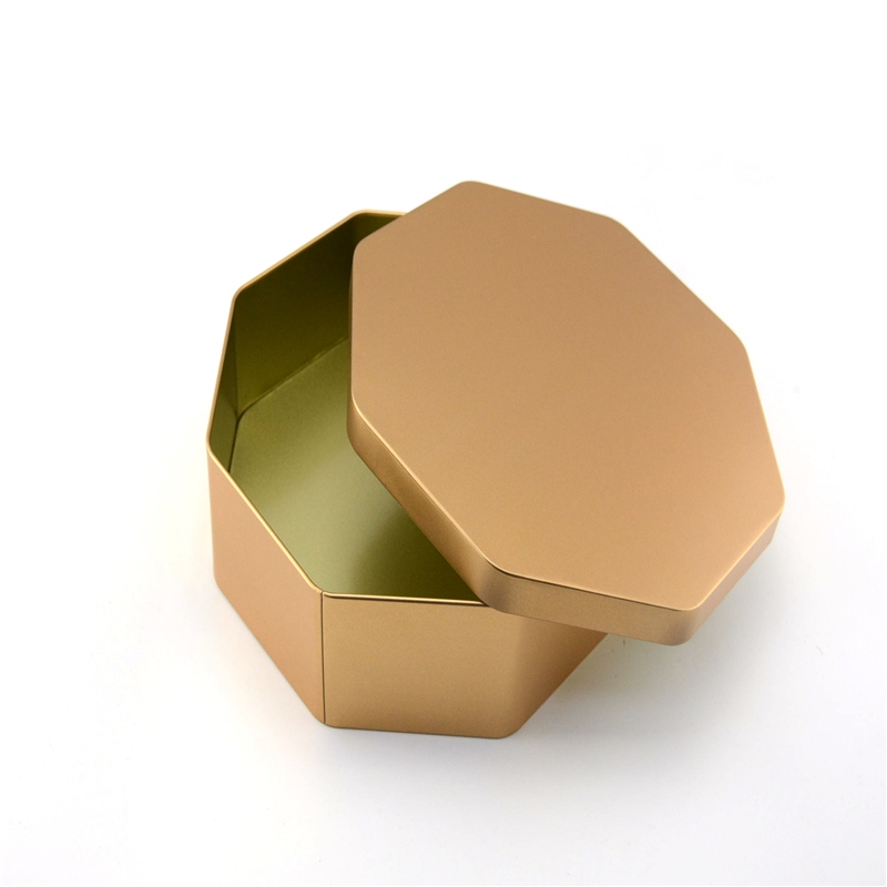2018 nouveau design boîte en fer blanc en forme d'octogone pour mooncake, emballage de biscuits