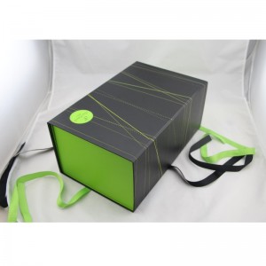 boîte d'emballage de papier cadeau aimant pliable avec ruban