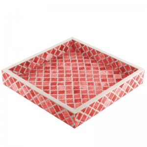 Plateau d'accent en bois mosaïque