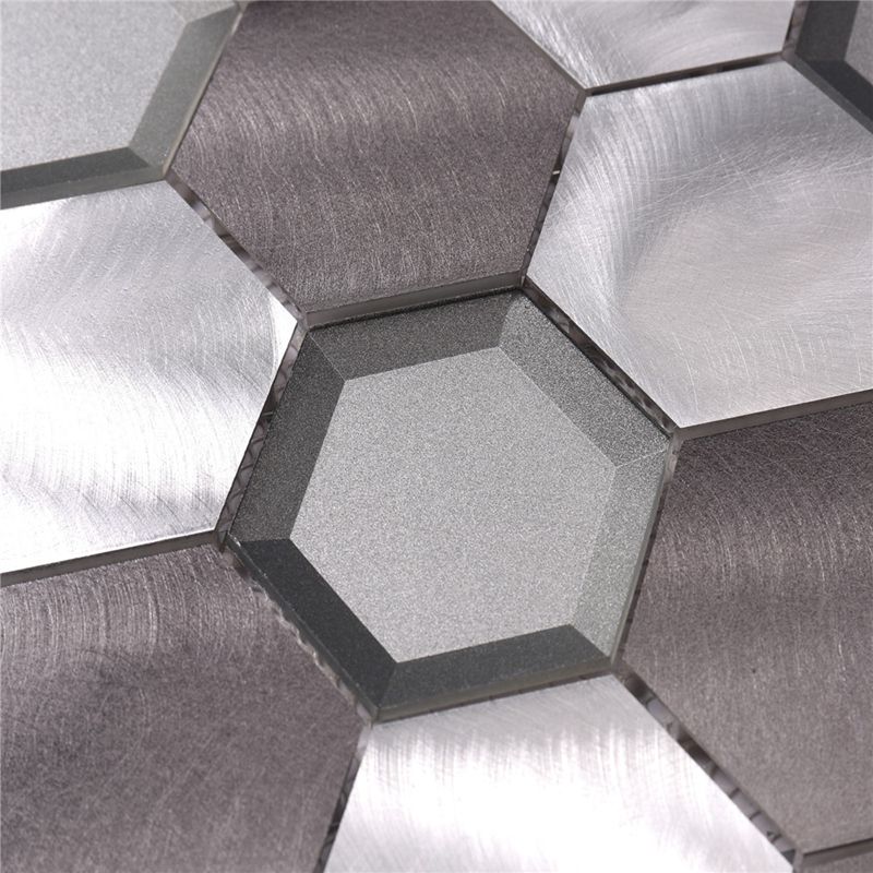 Tuile de mosaïque en verre d'hexagone en verre en métal en métal pour le dosseret de mur de cuisine