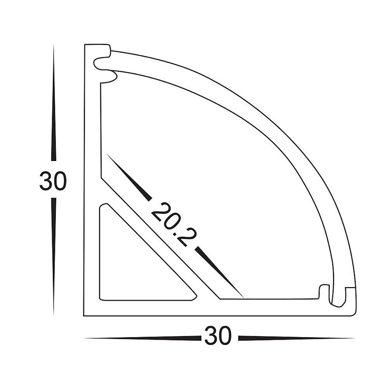 Luminaire linéaire en aluminium en alliage d'aluminium du profilé 6063-T5 en aluminium de coin à LED