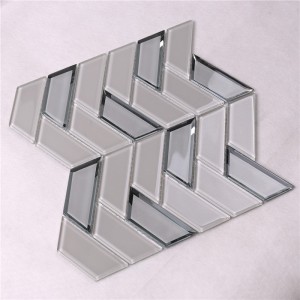 Tuiles de dosseret de cuisine en verre beige clair à chevrons beiges