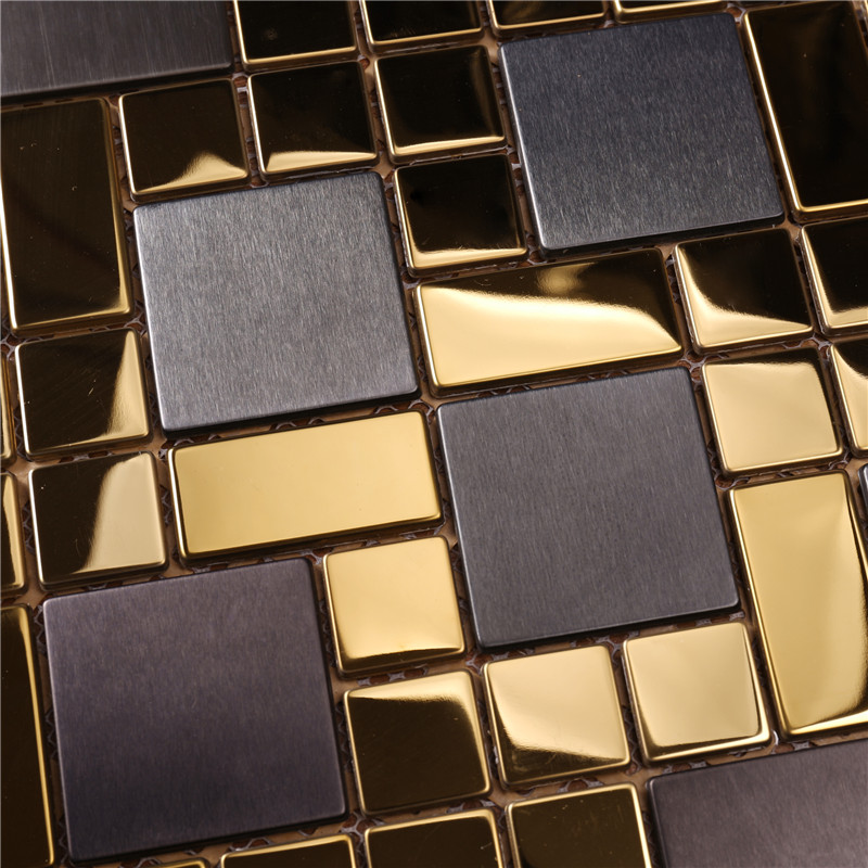 HSW18138 tuiles de mosaïque dorées de mélange noir de forme carrée