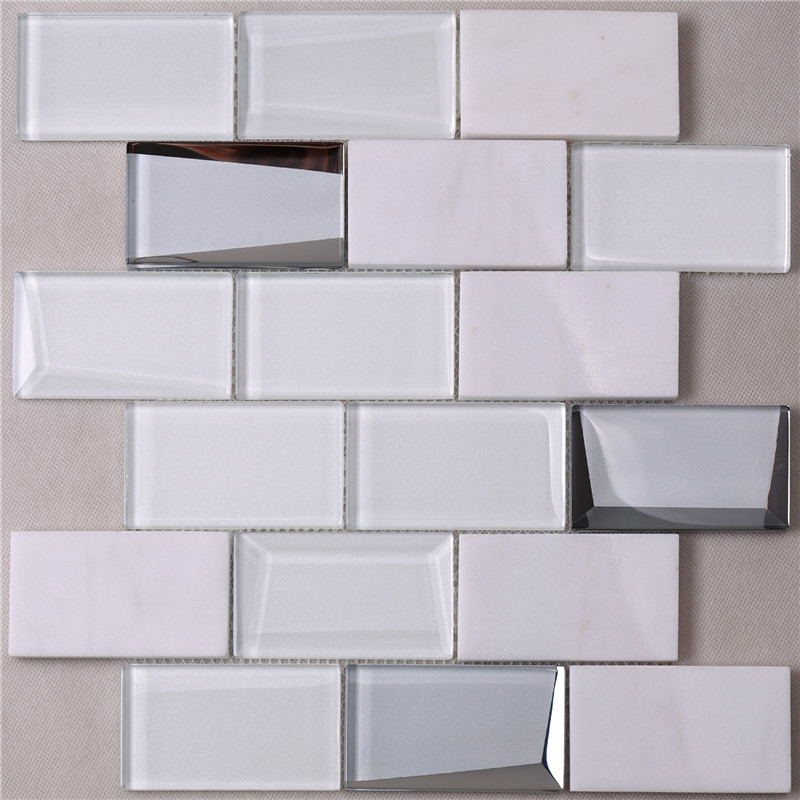 Tuiles de mur en mosaïque 3d auto-adhésives du cube 3d de gel de la conception HMB48
