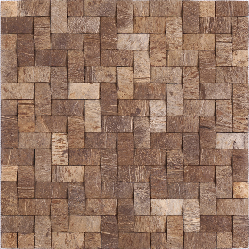 YK03 tuiles de mosaïque carrées en coquille de noix de coco naturelles en bois à la recherche de tuiles de mosaïque