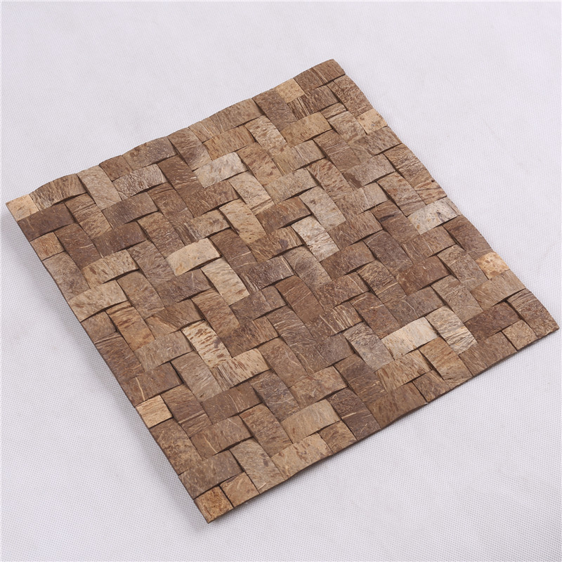 YK03 tuiles de mosaïque carrées en coquille de noix de coco naturelles en bois à la recherche de tuiles de mosaïque