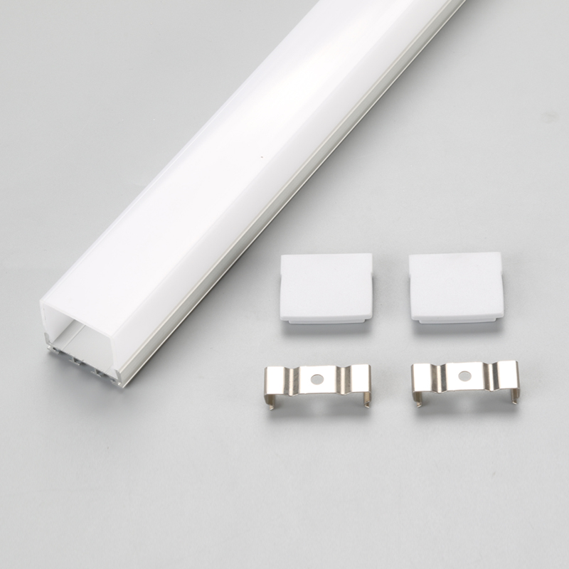 Système de canaux profilé en aluminium avec couvercle et embouts pour installations de rubans à LED