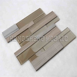 Mosaïque en céramique de marbre mélangée en verre en verre de bande unique d'art avec la tuile de qualité supérieure de métro