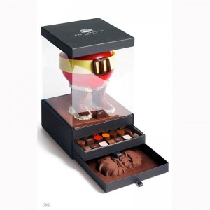 Boîte d'emballage cadeau rigide avec couvercle en PVC transparent et visible