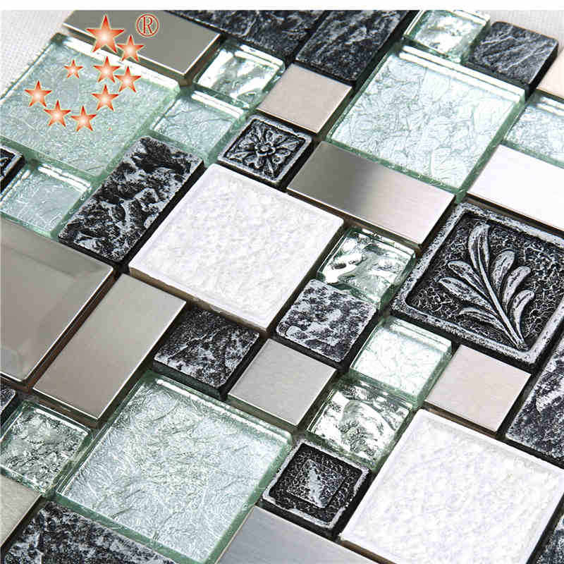 Tuile de mosaïque de résine de mélange de verre de verre d'argent carré carré de bronze unique pour le mur d'art de décoration