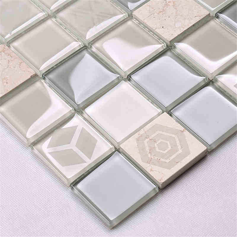 Nouveau Design Modèle Cristal Verre Mélange Marbre Tuile De Mosaïque Tuile De Mosaïque D'or Tuile D'or Tuile D'or Noir Tuile De Calacatta En Porcelaine D'or Pour Cuisine Dosseret