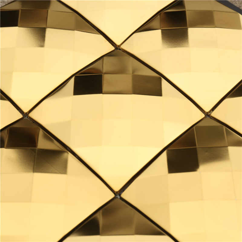 Tuile de mosaïque de dosseret en métal doré de luxe avec diamant