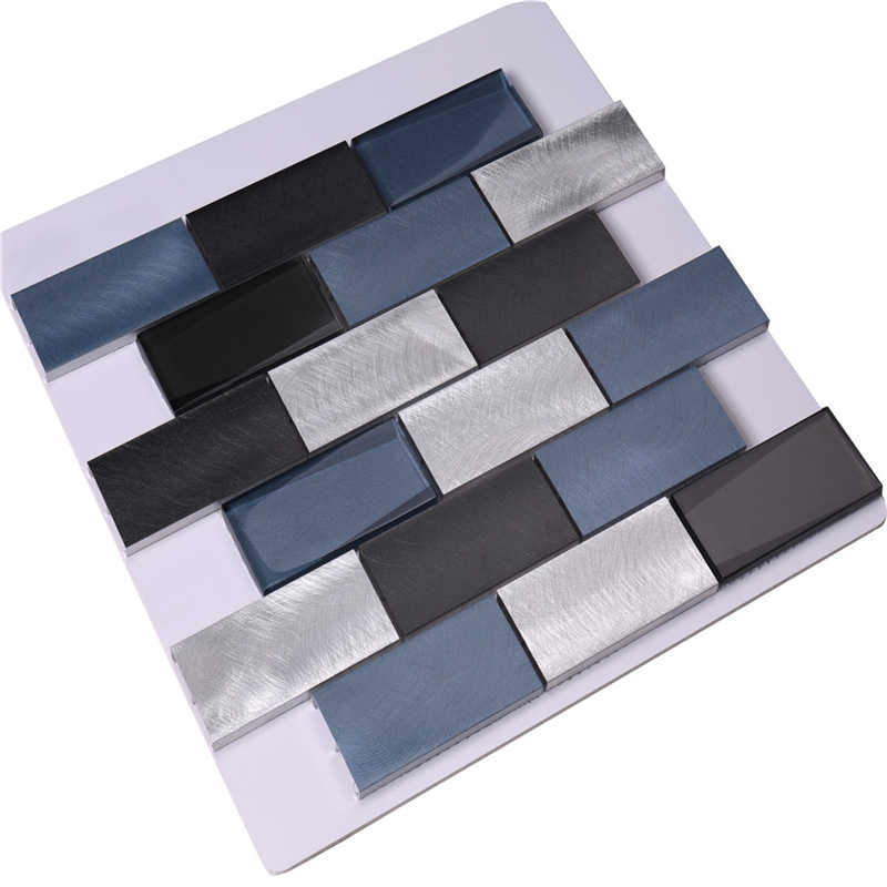 Carreaux muraux de cuisine en mosaïque en aluminium bleus