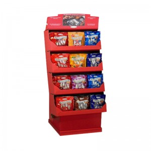 Présentoir de plancher en carton papier rétro-éclairé à 3 tablettes / niveaux innovant pour supports à biscuits / biscuits / pain / chocolat