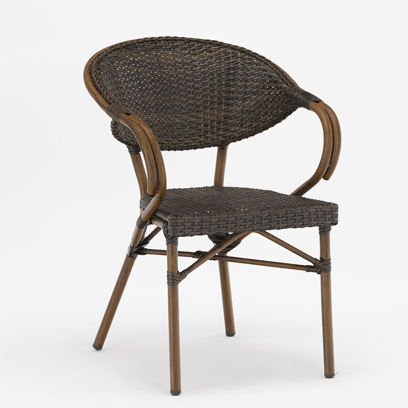 ensemble de meubles de table carrée en rotin d’aluminium imitation grain de bambou et verre trempé