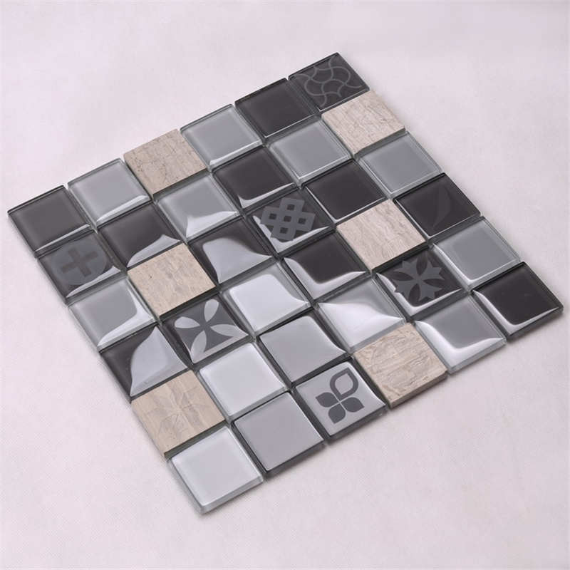 HSP08 Salle de bains gris foncé, sable fin, mélange de mosaïque de verre et de mosaïque de verre