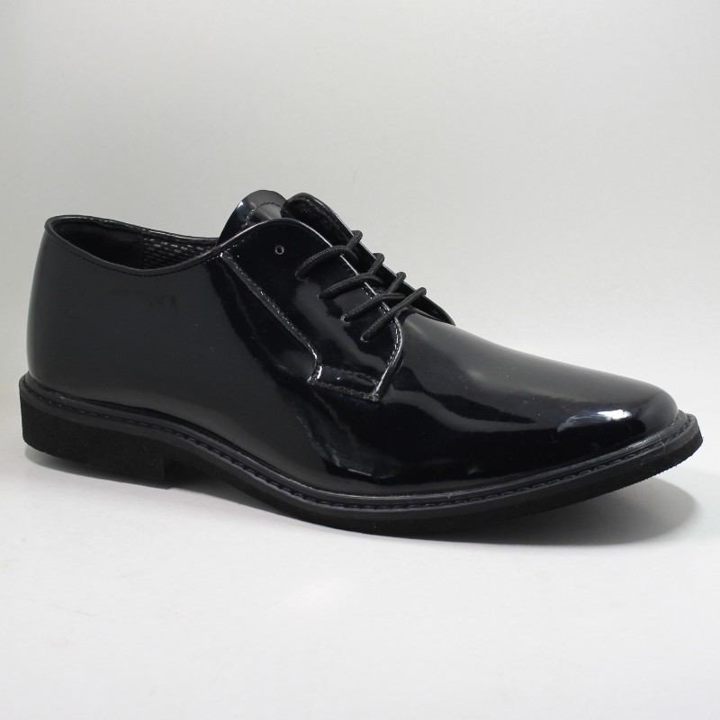 Chaussures de police militaire pour hommes en cuir verni noir