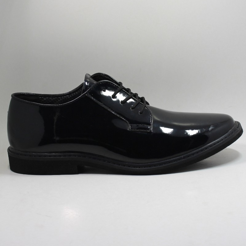 Chaussures de police militaire pour hommes en cuir verni noir