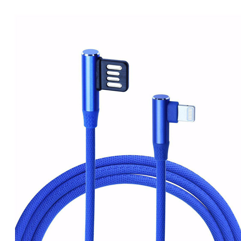 KPS-6402CB Câble USB tressé double face USB 90 degrés en tissu