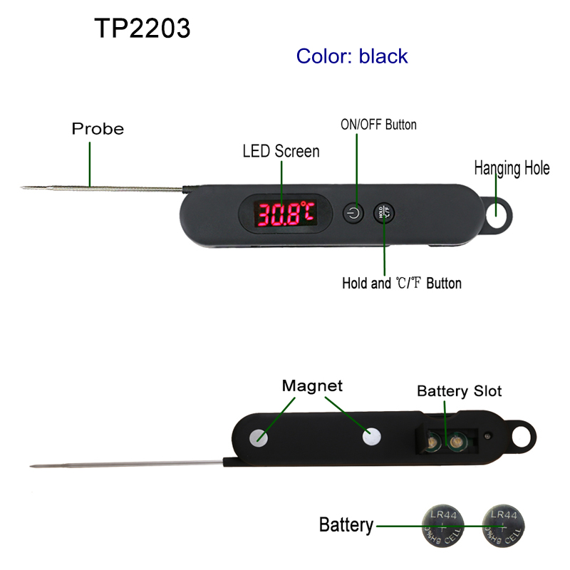 Thermomètre Cuisson Aliments et Viandes Barbecue Tube En Acier Inoxydable