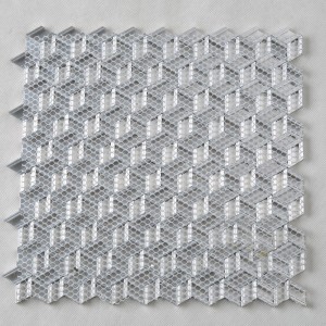 Tuile de mosaïque en aluminium blanche argentée d'hexagone de forme de diamant d'effet 3D pour le mur de décoration