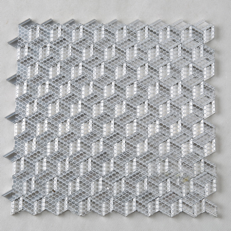 Tuile de mosaïque en aluminium blanche argentée d'hexagone de forme de diamant d'effet 3D pour le mur de décoration
