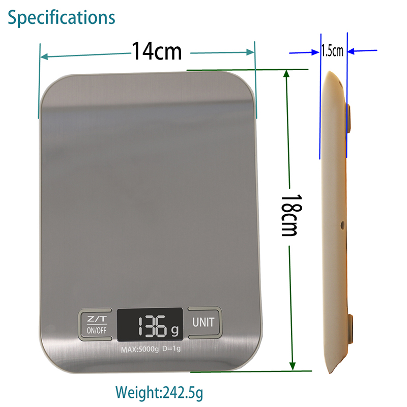 5Kilo grammes sur une balance de cuisine Balances électroniques précises en acier inoxydable