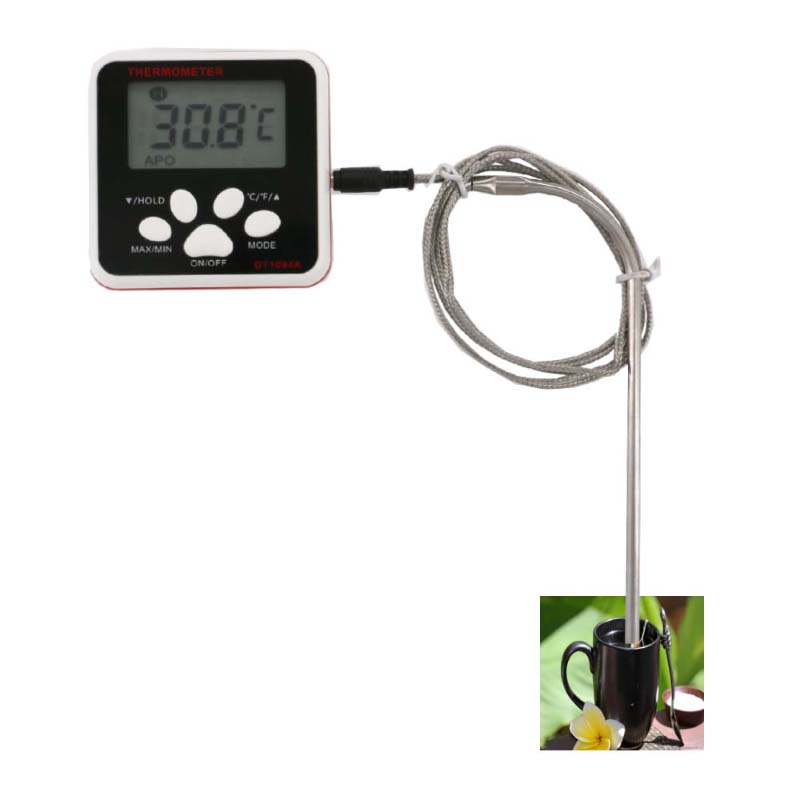 Thermomètre numérique pour aliments avec écran à lecture instantanée avec affichage à cristaux liquides et écran LCD avec sonde en acier inoxydable
