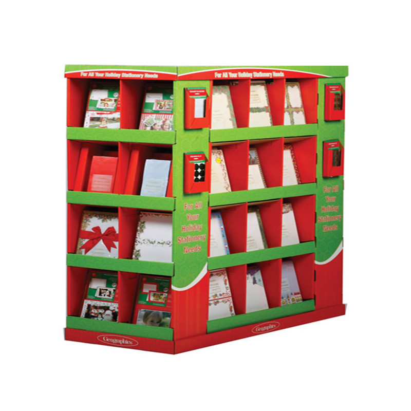 Présentoir de papier de promotion de produit de Noël avec le métal ou le plastique latéral fait sur commande 4