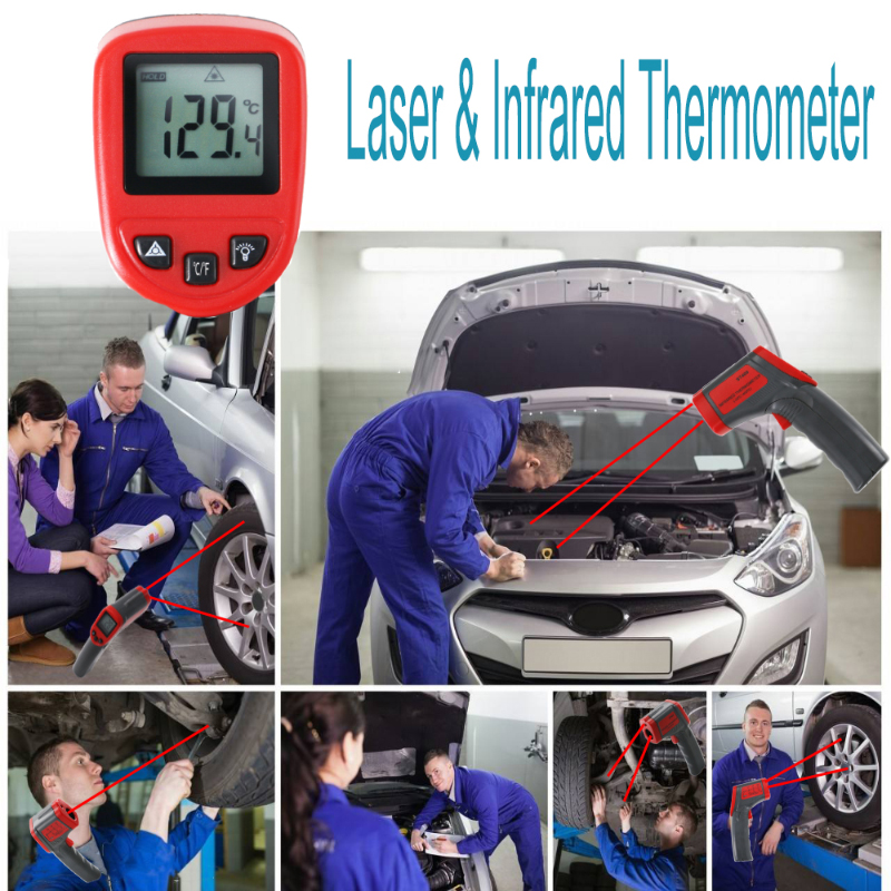 Laser LCD Digital IR Thermomètre infrarouge Compteur Point de canon Température de fonctionnement 0-50 degrés Thermomètre de contact industriel