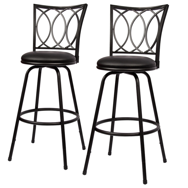 Tabouret de bar chaise de bar rembourré rembourré en cuir PU, hauteur réglable, ensemble de 2