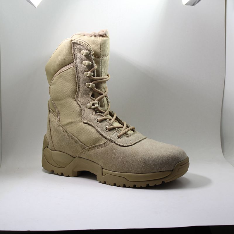 Bottes de combat militaires du désert en cuir suédé à la cheville hautes