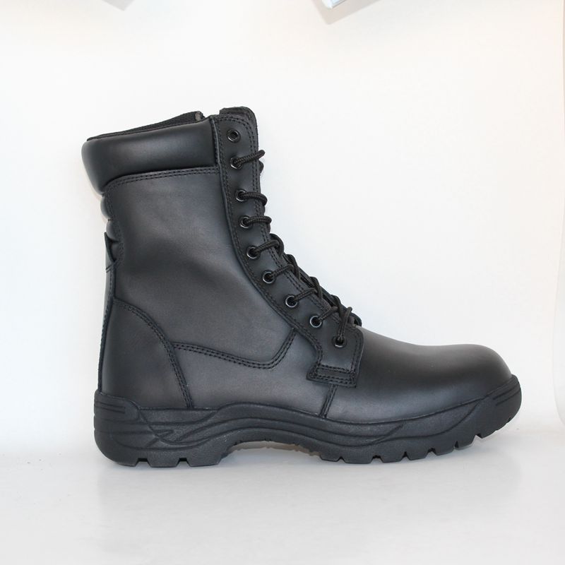 Bottes de combat militaires noires en cuir pleine fleur